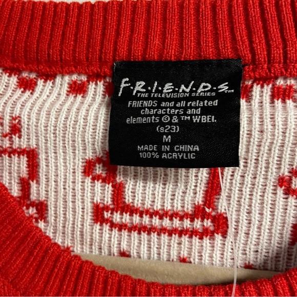 Friends TV Series Men's Red Logo Holiday Lights Ugly Christmas Sweater, size M - Picture 3 of 8